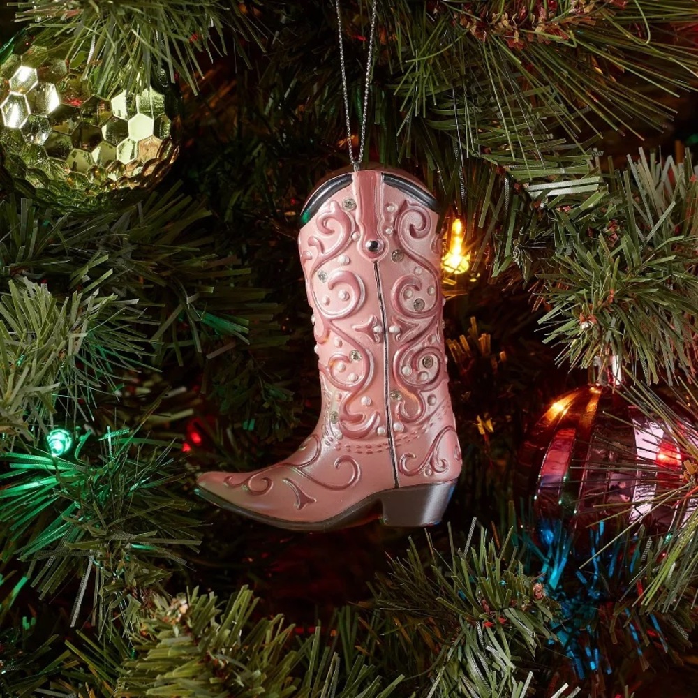 Cowboy Boot Christmas Tree Ornament nwt Pink - Picture 2 of 3